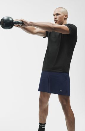 Alo | Conquer Reform Crewneck Short Sleeve Top in Black, Size: Medium