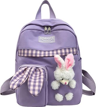 Generic Backpack For Kindergarten Boys And Girls Large Capacity Schoolbag Cute Little Canvas Small Backpack Travel Bag Cat Travel Backpack (Purple, 40)