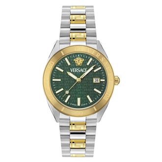 Versace V-Dome Quartz Green Dial Mens Watch VE8E00524