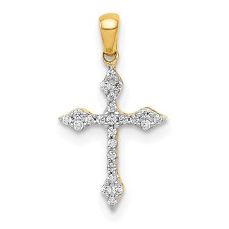 Diamond2Deal 10K Gold 1/15ct. Diamond Cross Pendant