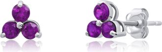 MAX + STONE 14k White or Yellow Gold Small Gemstone Trio Round Stud Earrings