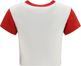 Kenzo Womens Jumping Tiger Cropped Cotton T-Shirt Off White T-Shirts And Polos