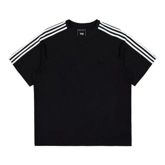 Yohji Yamamoto T-Shirts, male, Black, Size: L 3-Stripes Raglan-Sleeve T-Shirt