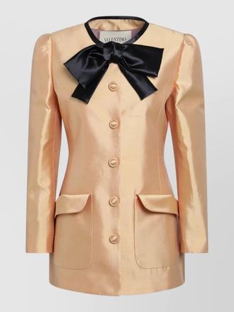 Valentino bow detail satin jacket front pockets