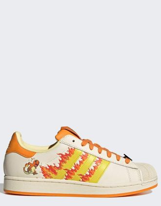 adidas Originals Adidas pokemon superstar ii scarpe in bianco crema / giallo shock