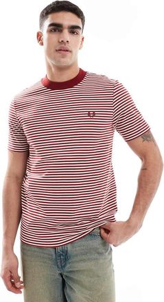 Fred Perry T-shirt rossa e bianca a righe sottili-Rosso