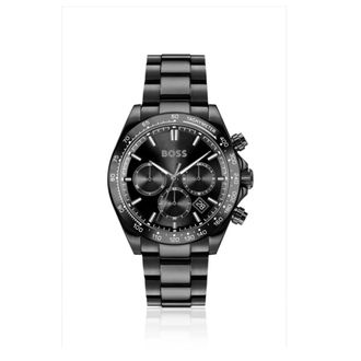 BOSS HERO 2.0 Black dial chronograph watch with tonal bracelet