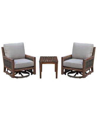 Courtyard Casual Bermuda Teak 3Pc Motion Balcony Set