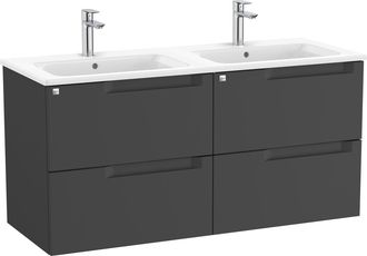 Roca Roca - Pack Mueble Base De 4 Cajones + Lavabo Doble Aleyda Color: Beige Madera