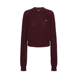 Rotate ROTATE Birger Christensen, Round-neck Knitwear, female, Red, Size: L Knit Sweater