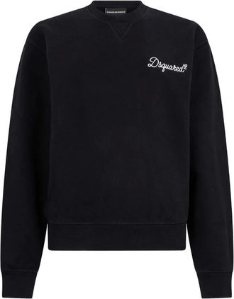 Dsquared2 Sweater met logo en ronde hals - Zwart