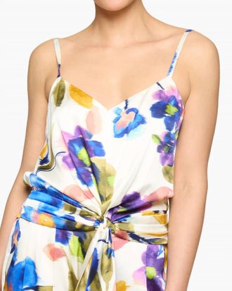 Ramy Brook Dellia Top In Ivory Floral Silk