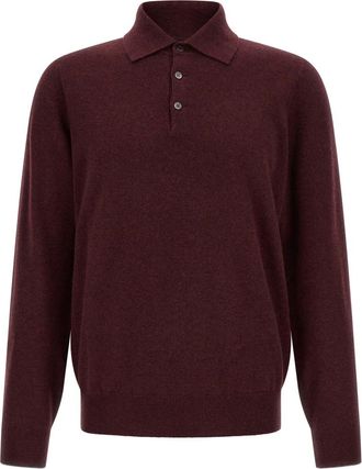 Brunello Cucinelli Maroon Polo Sweater