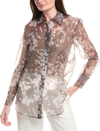 Kenneth Cole Printed Organza Sheer Top