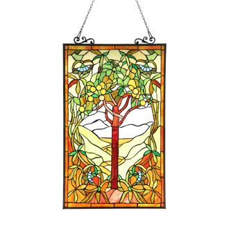 Chloe Lighting OLEA Tiffany-glass Fruits of Life Window Panel 20x32