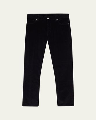 Ermenegildo Zegna Mens Dark Gray Corduroy Straight-Leg Jeans