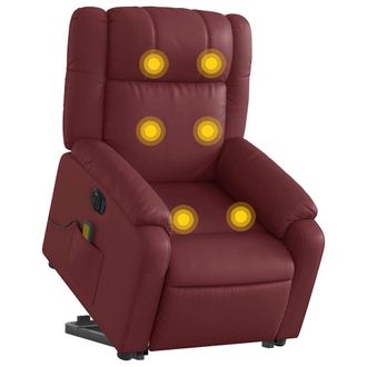 vidaXL Vidaxl - Sill&oacute;n De Masaje Elevable El&eacute;ctrico Cuero Artificial Rojo Tinto