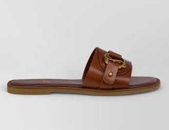 Christian Louboutin flat slides open toe gold tone hardware