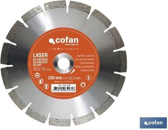 cofan Cofan Disco Diamante Cantero Silencioso 230mm, Granito Profesional. Materiales Muy Abrasivos, Tejas, Piedra Arenisca Y Granito