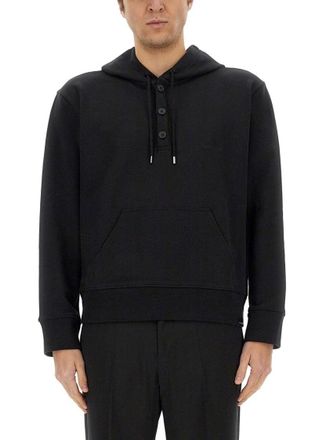 Courr&egrave;ges Relaxed Black Hoodie With Drawstring Hood
