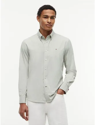 Tommy Hilfiger Mens Regular Fit Mini Check TH Performance Shirt - Earth Sage - XXXL