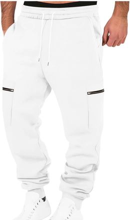 Generic KUIH Jogging Pants for Men Tracksuit Bottoms Sweatpants Cuffed Gym Trousers Casual Mens Joggers with Zip Pockets Workwear Elasticated Waisted Open Hem