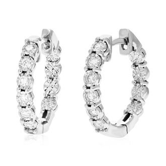 Vir Jewels 1/4 cttw Lab Grown Diamond Hoops Earrings in Sterling Silver With Notched Post For Women