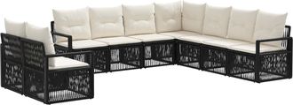 vidaXL Conjunto De Sof&aacute;s De Jard&iacute;n 9 Uds. Negro Rat&aacute;n Sint&eacute;tico Vidaxl