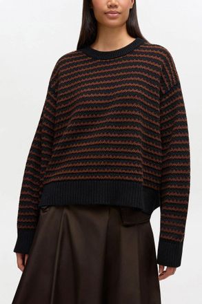 Ganni Brown Stripe Wool Mix Jumper - Size XXS/XS