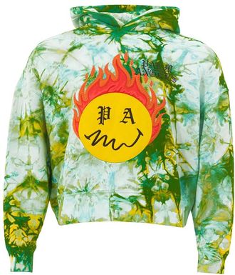 Palm Angels Tie-Dye Hoodie met Gele Glimlach - Heren - Hoodies - Veelkleurig - XS - Katoen - Hoodies & sweatvesten