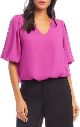 Karen Kane Puff Sleeve Crepe Top in Orchid at Nordstrom, Size X-Small