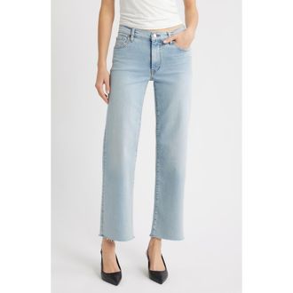 Frame Denim The Mellow Frayed Ankle Straight Leg Jeans in Tribute Raw Fray at Nordstrom, Size 28