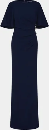 Rebecca Vallance Gimlet Pleated Crepe Column Gown