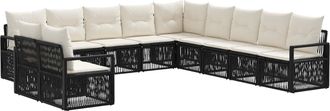 vidaXL Conjunto De Sof&aacute;s De Jard&iacute;n 11 Uds. Negro Rat&aacute;n Sint&eacute;tico Vidaxl