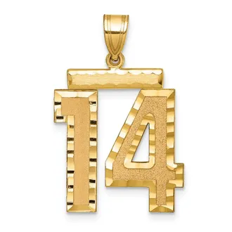 Diamond2Deal 14k Yellow Gold Large Brushed Diamond-cut Number Charm Pendant