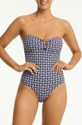Sea Level Australia Coast V Bar Bandeau One-Piece Swimsuit in Cobalt at Nordstrom Rack, Size 6 Us / 10 Au