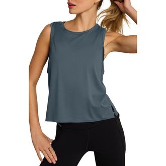 Rhone Serene Crop Performance Tank in Blue Granite at Nordstrom, Size X-Large