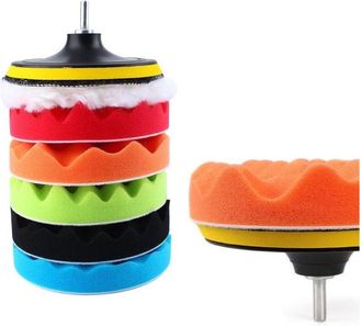 Trade Shop Trade Shop - Kit De 6 Esponjas De Disco De Pulido De Velcro Con Adaptador De Pulido De Autom&oacute;viles 3 5 6 - -3 De Di&aacute;metro