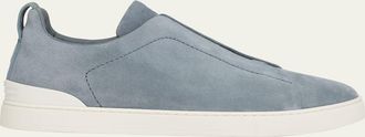 Ermenegildo Zegna Mens Triple Stitch Suede Sneakers