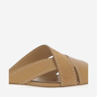 Tod's Womens Leather Woven Sandals Beige Calfskin