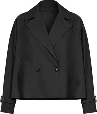 Max Mara Korte trenchcoat met dubbele knopenrij - Dames - Blazers - Zwart - S - Katoen - Jassen