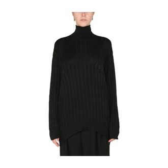 Balenciaga Truien & Vesten, Dames, Zwart, S, Oversized Mock Neck Pullover