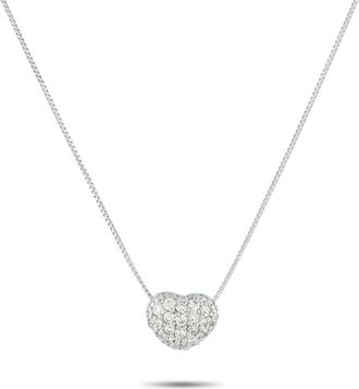 Luxury Bazaar 18K White Gold 1.0 ct Diamond Pave Heart Necklace MF15-110525