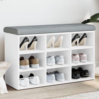 vidaXL Banco Zapatero Blanco 82x32x50 Cm Madera De Ingenier&iacute;a Vidaxl