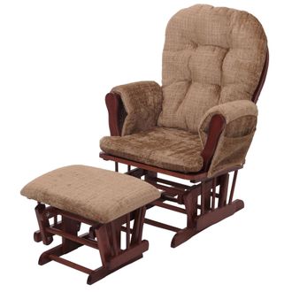 Hhg Hhg - Nunca Usado] Sill&oacute;n Relax 009, Mecedora Con Taburete Tela Chenilla (465g/m&sup2;) Oeko-tex, Marr&oacute;n Claro, Estructura Oscura