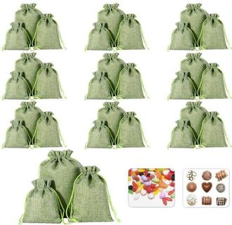 OEM Juego De 30 Bolsas De Lino Con Cord&oacute;n Ajustable, 3 Tama&ntilde;os (10 Bolsas Por Tama&ntilde;o), Bolsas Peque&ntilde;as De Tela Para Rellenar, Halloween, Pascua