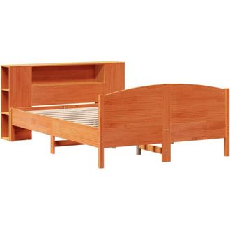 vidaXL Bookcase Bed without Mattress Wax Brown 150x200cm Solid Wood Pine Vidaxl