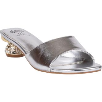 Good Choice Shoes Noho Crystal Embellished Heel Slide Sandal in Silver at Nordstrom Rack, Size 8.5
