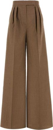 Max Mara Light Brown Flared Pleated Pants