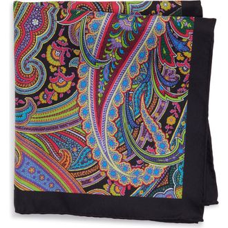 Robert Graham Paisley Silk Pocket Square in Black at Nordstrom Rack